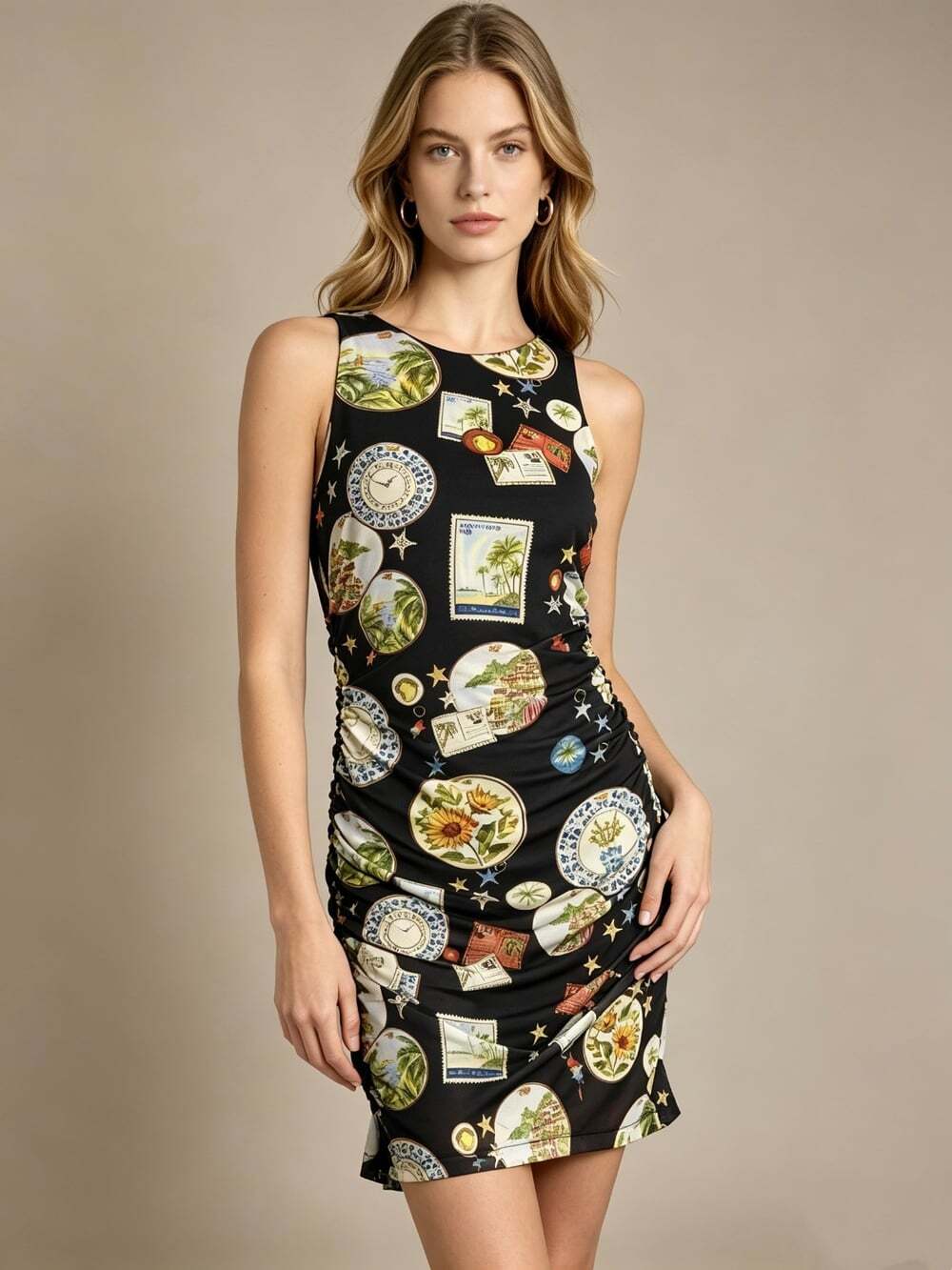 NWOT Farm Rio Trip Souvenir Sleeveless Ruched Tulle Mini Dress Size S